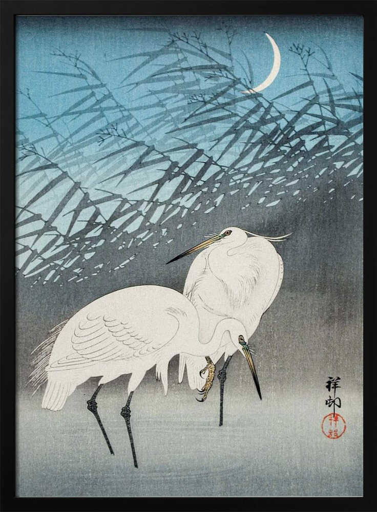 Egrets and Reeds In Moonlight (1926)