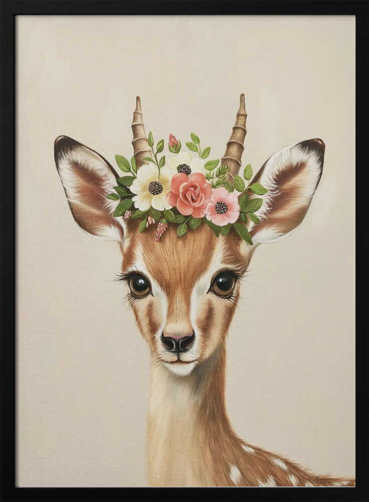 Deer Adorned With A Floral Crown