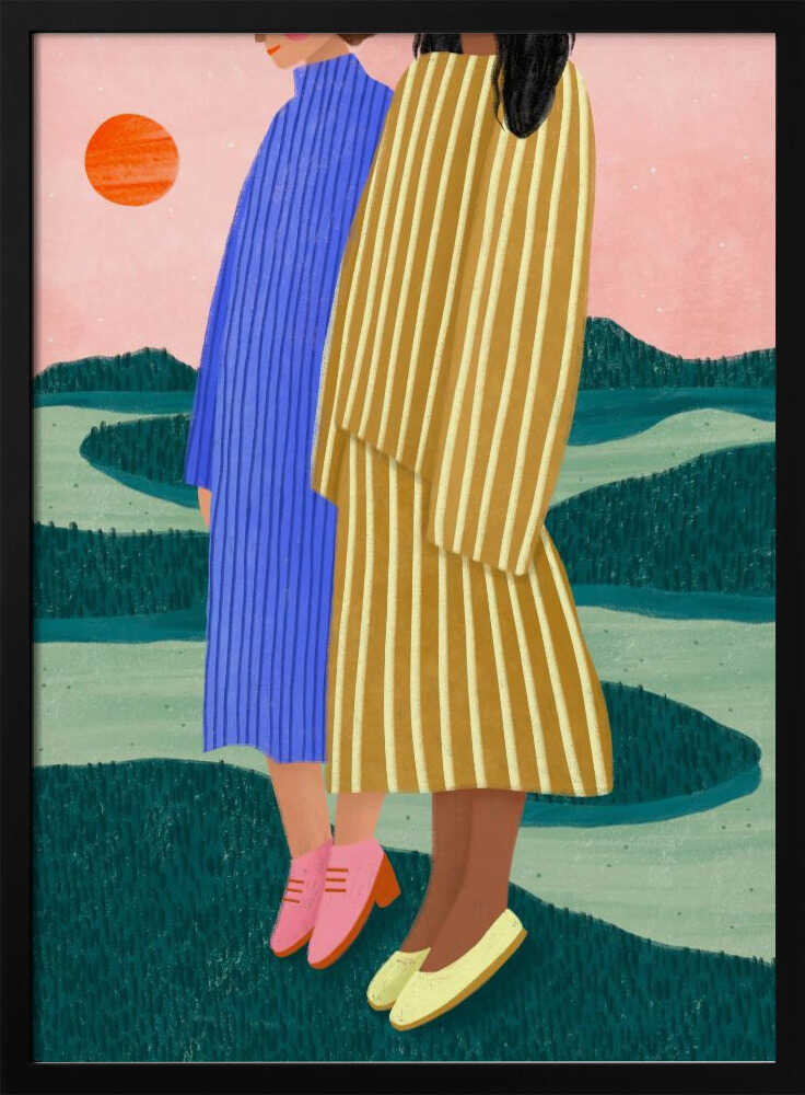 Friends With Striped Dresses