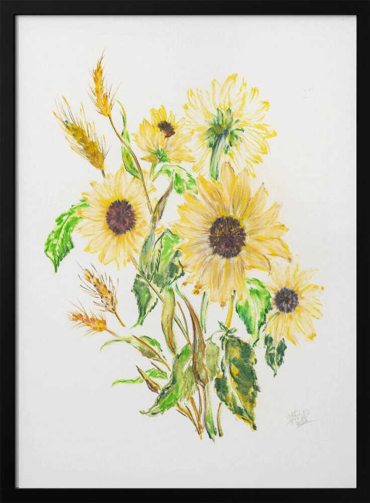Golden Sunflowers and Wheat