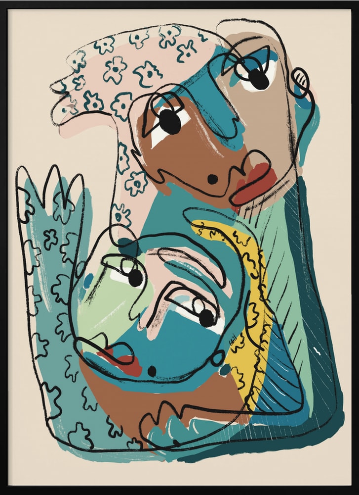 Abstract Faces Embrace