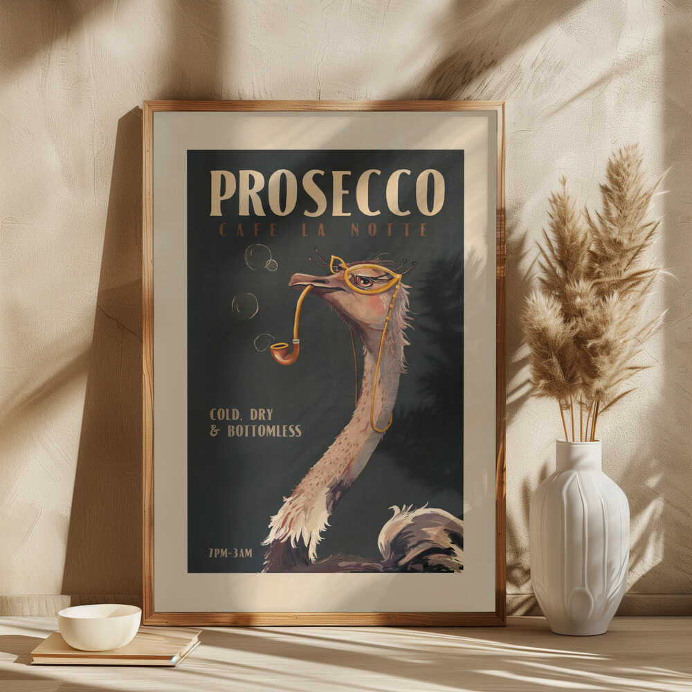 Art Deco Prosecco Wall Art Of An Ostrich