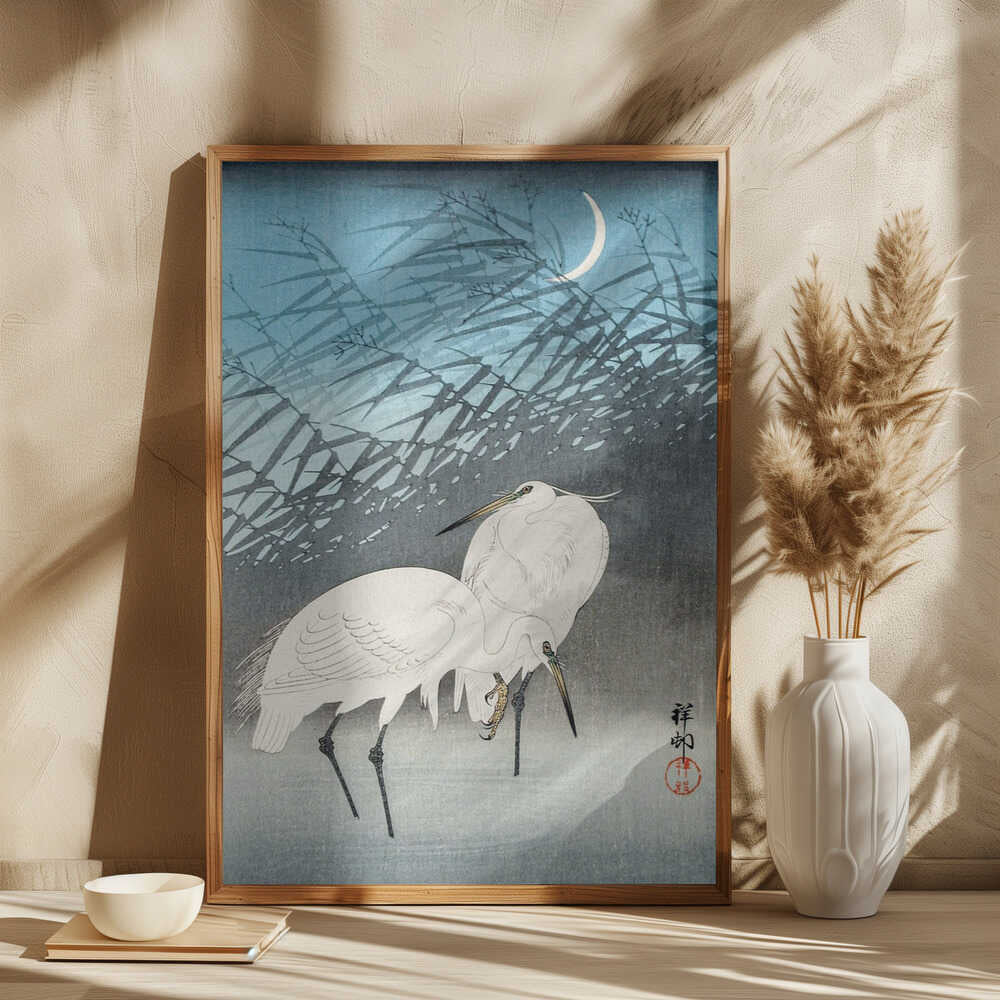 Egrets and Reeds In Moonlight (1926)