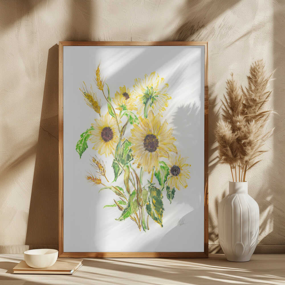 Golden Sunflowers and Wheat