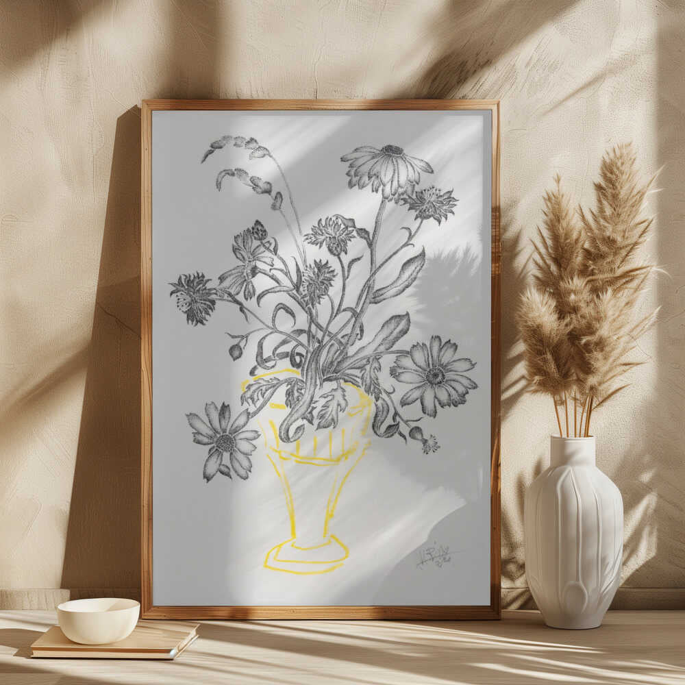Wildflowers in Yellow Vase
