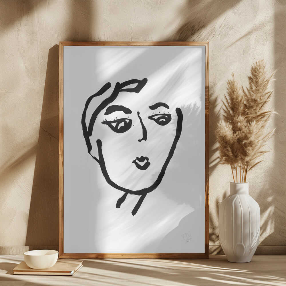 Pensive Woman Line Art