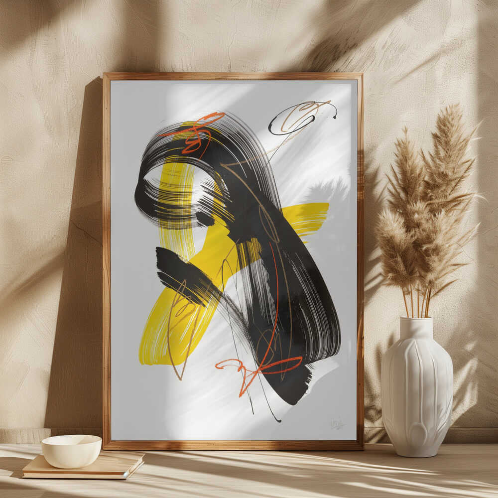 Abstract Yellow Black Swirl