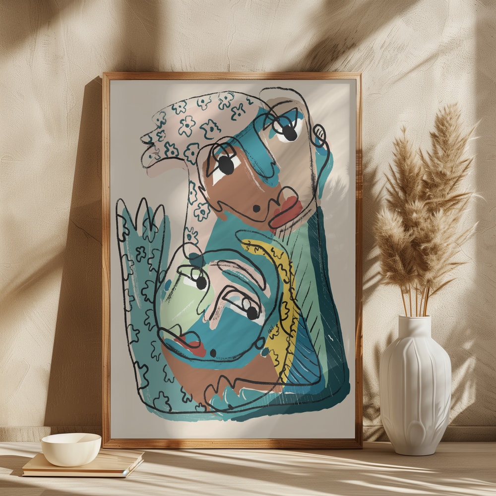 Abstract Faces Embrace