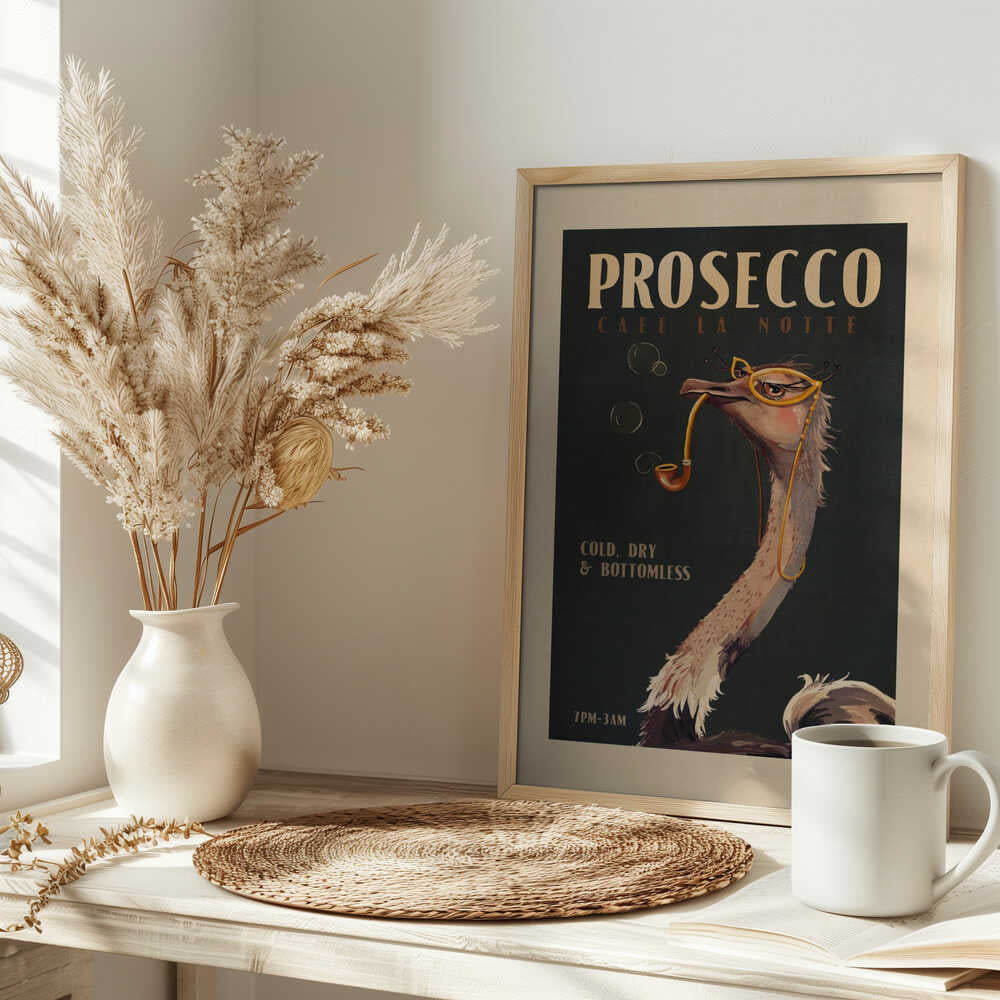 Art Deco Prosecco Wall Art Of An Ostrich