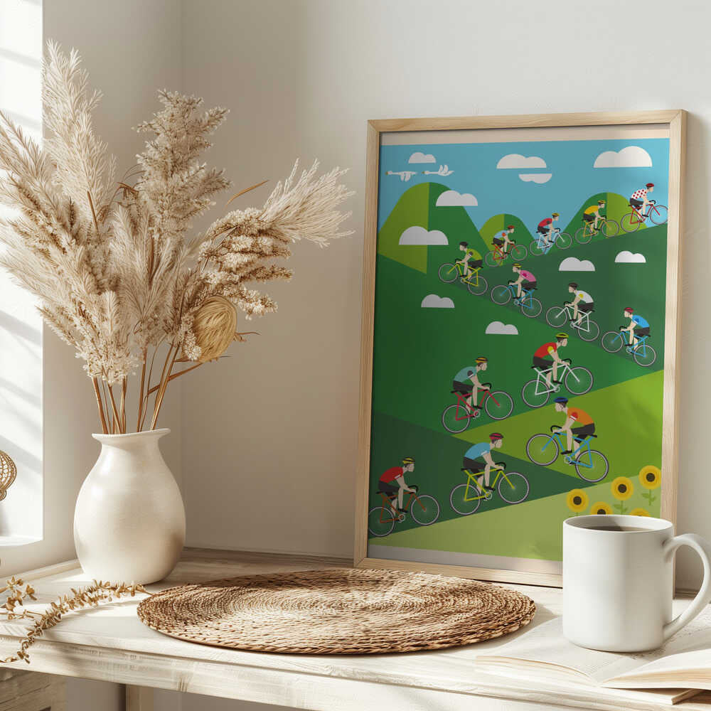 Hill Climb Cycling Art Print