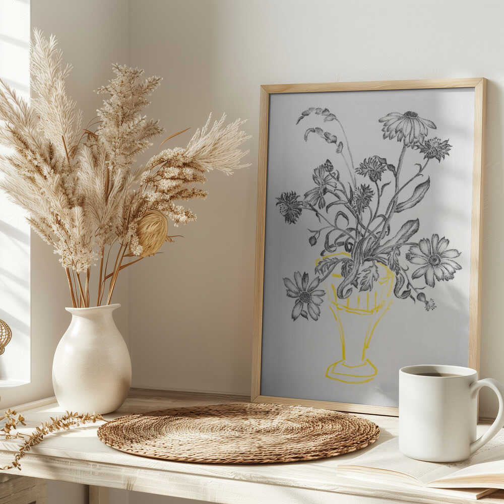 Wildflowers in Yellow Vase