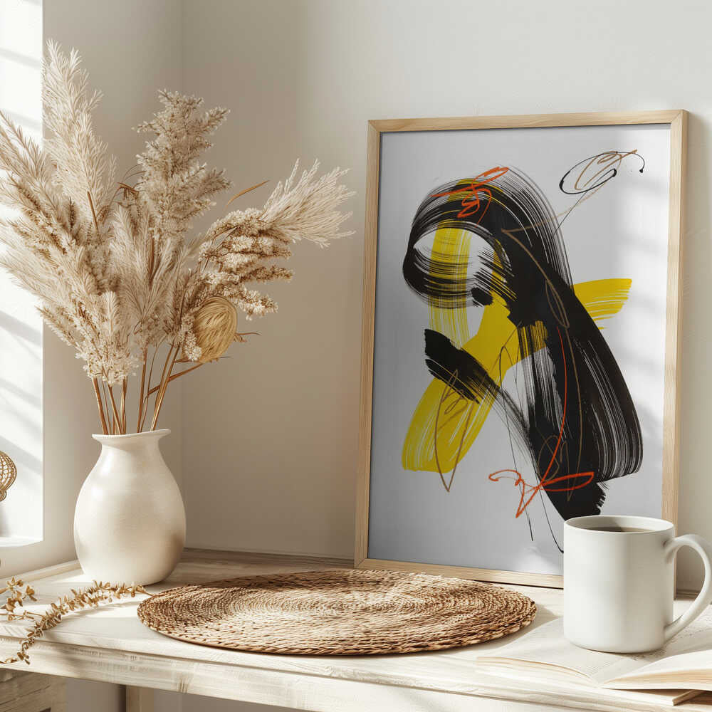 Abstract Yellow Black Swirl