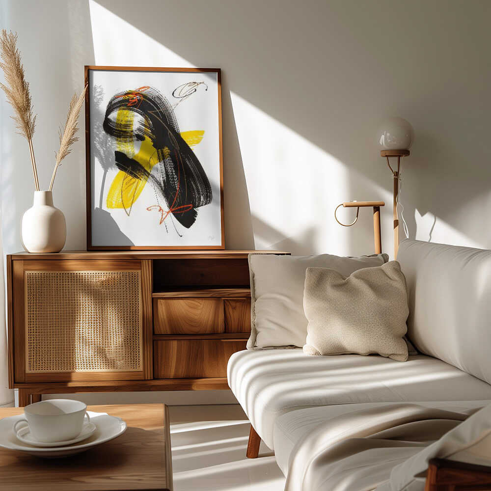 Abstract Yellow Black Swirl