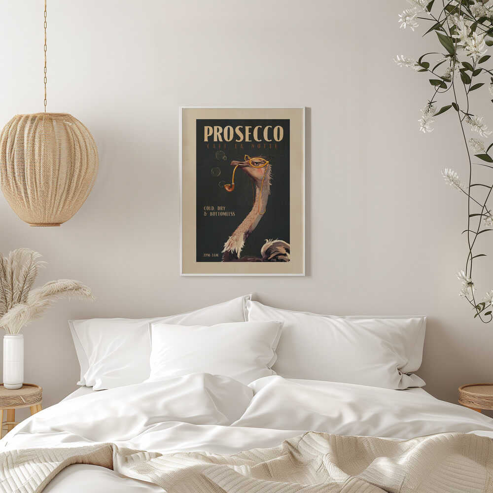 Art Deco Prosecco Wall Art Of An Ostrich