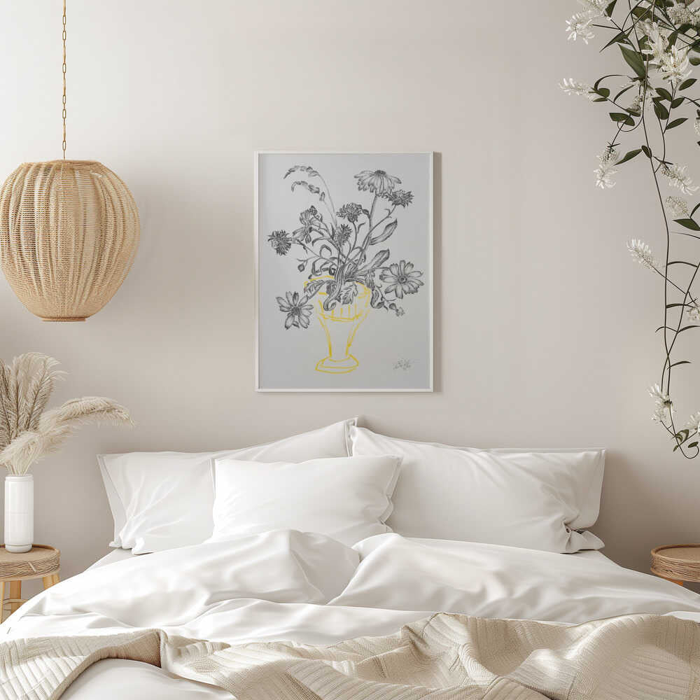 Wildflowers in Yellow Vase