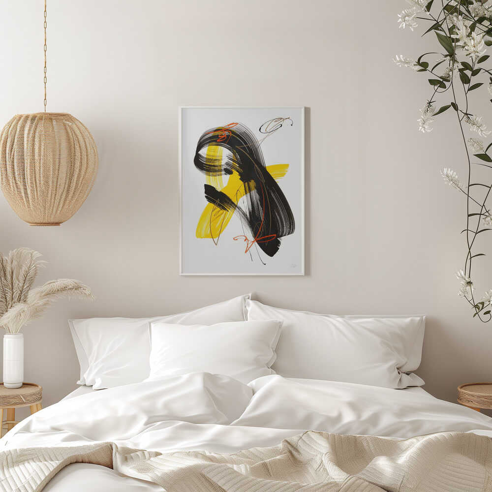 Abstract Yellow Black Swirl