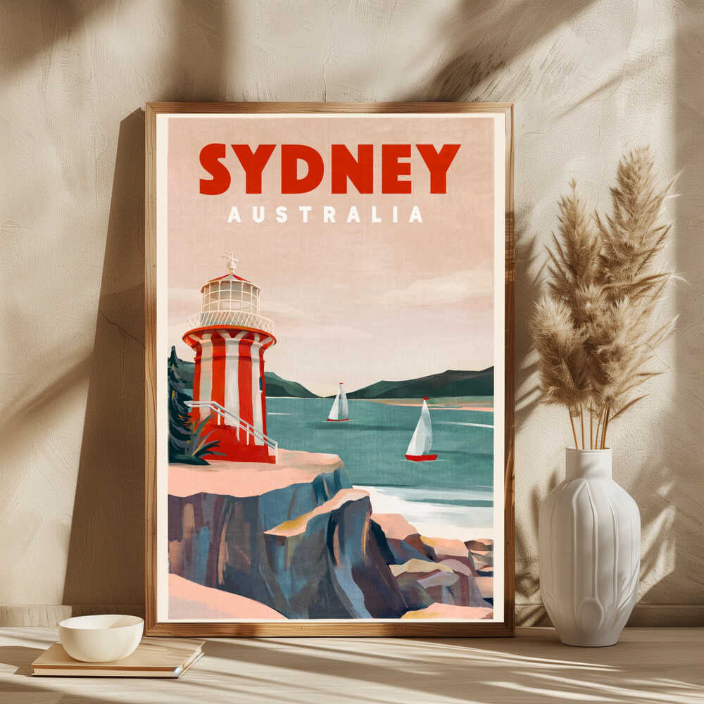 Sydney Australia Lighthouse Nautical Travel Art