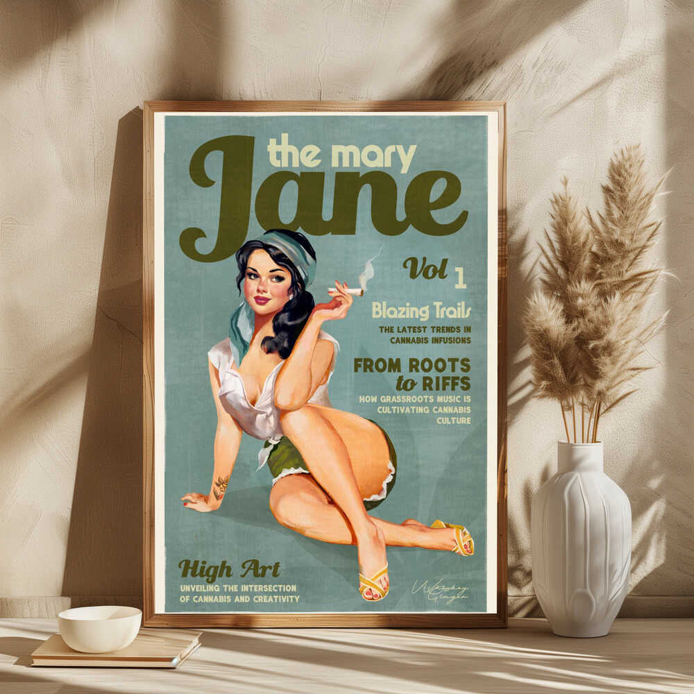 Mary Jane Retro Vintage Pinup Cannabis Art