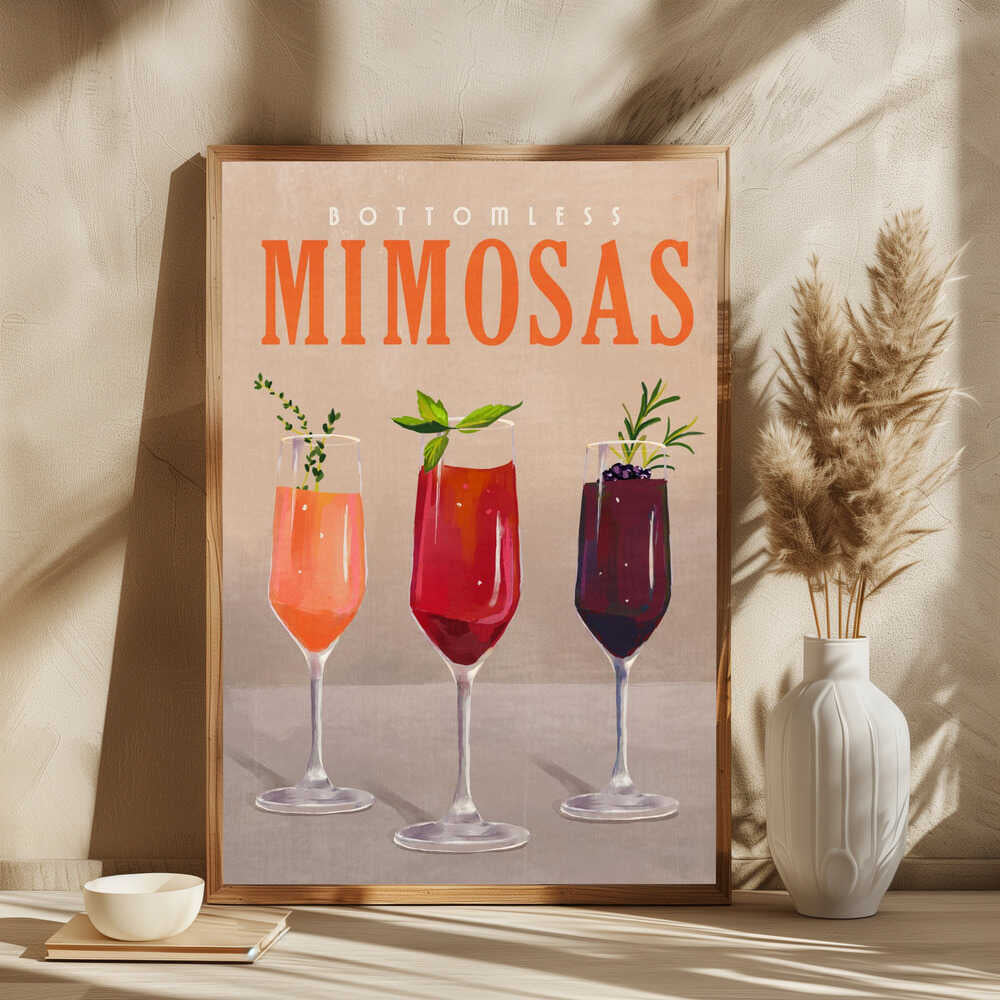Bottomless Mimosas Pastel Cocktail Bar Art
