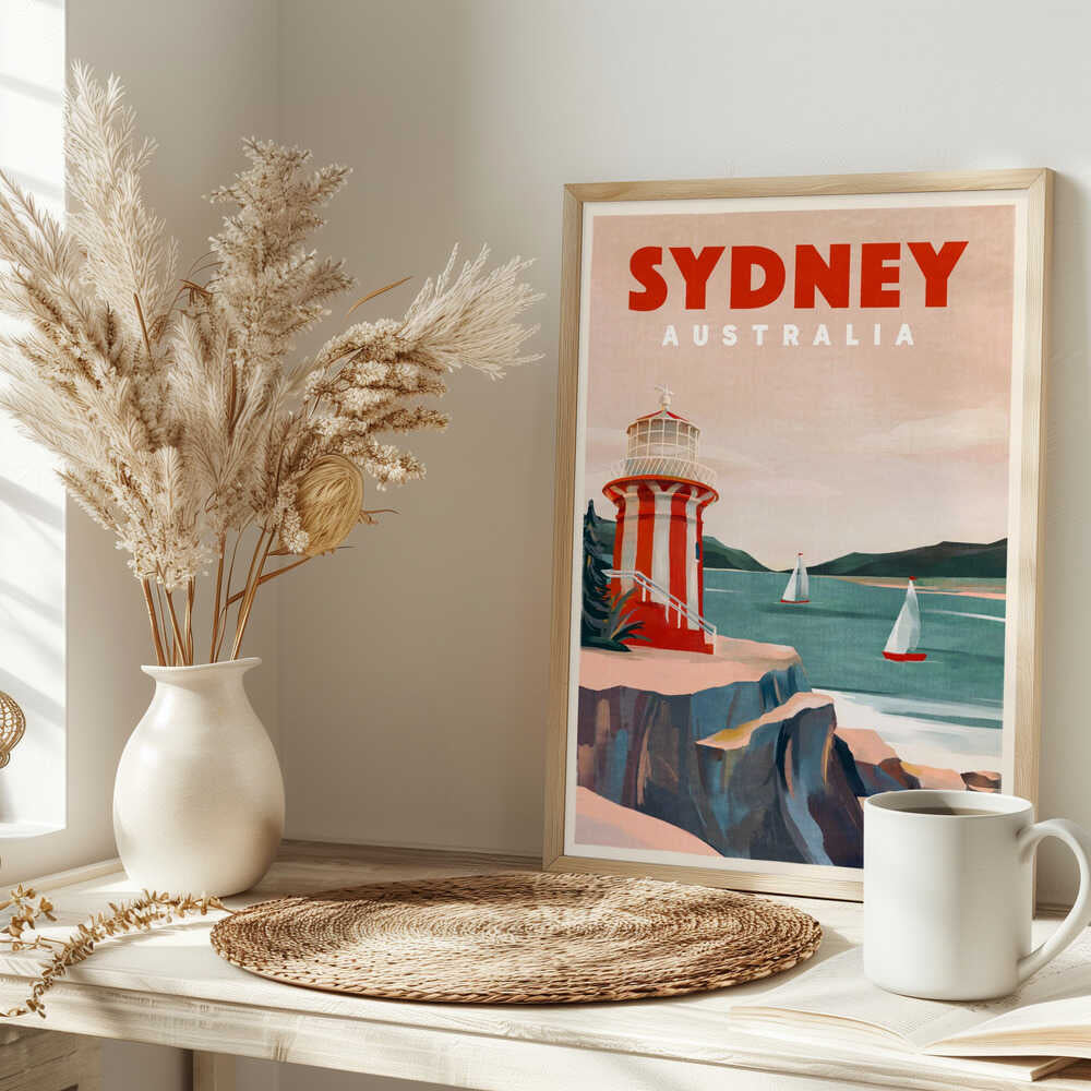 Sydney Australia Lighthouse Nautical Travel Art