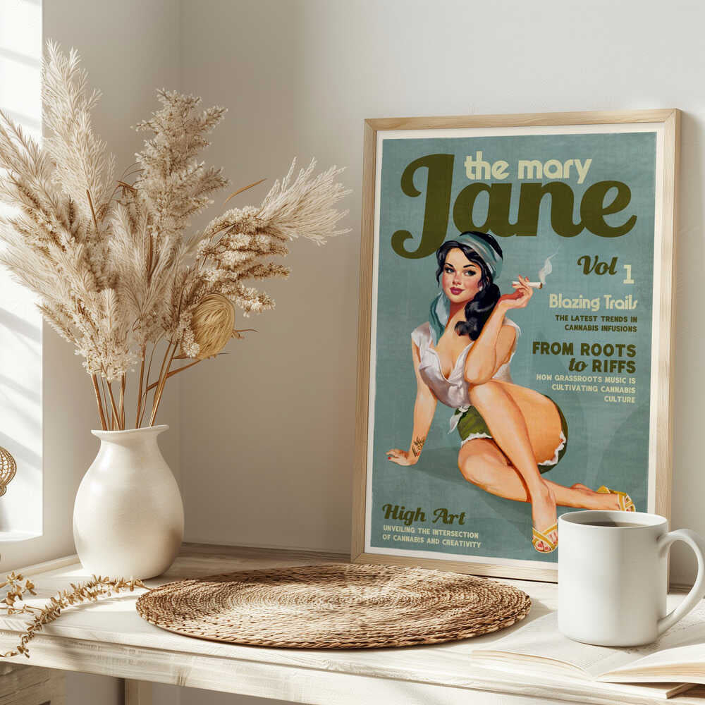 Mary Jane Retro Vintage Pinup Cannabis Art