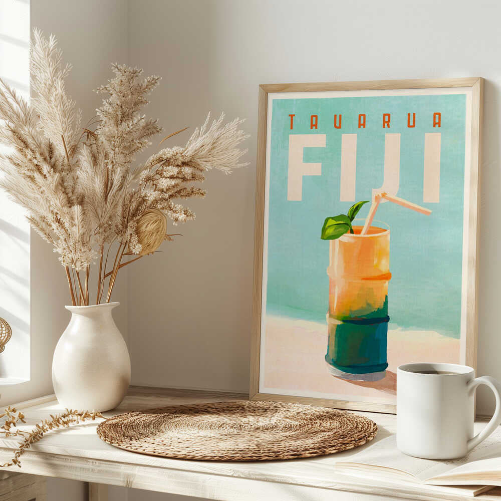 Tavarua Fiji Cocktail Poster Travel Art
