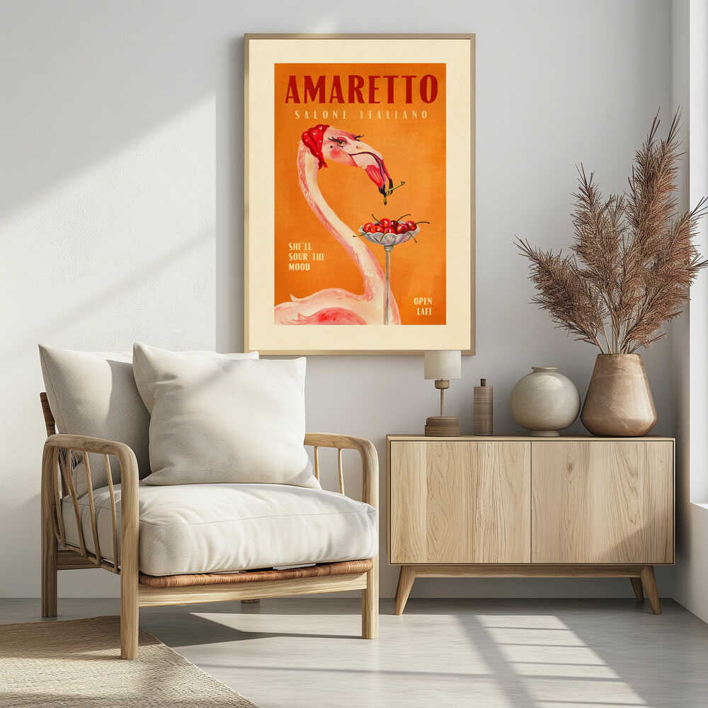 Amaretto Flamingo Art Deco Italian Cafe Travel Art