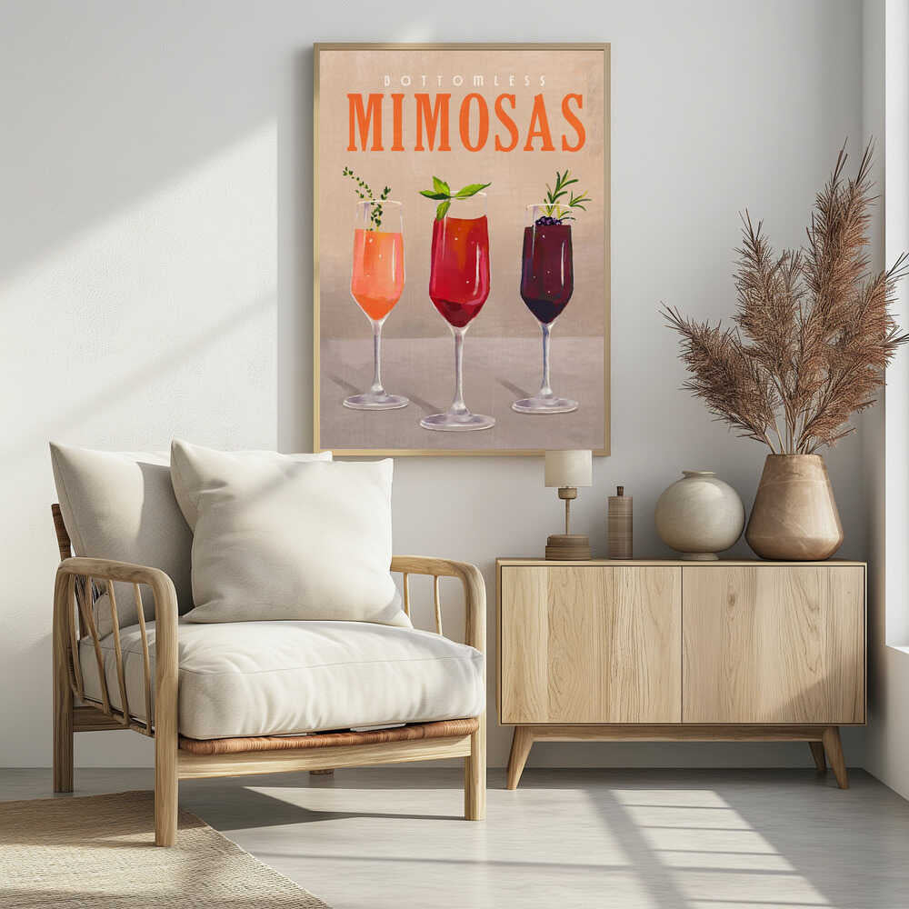 Bottomless Mimosas Pastel Cocktail Bar Art