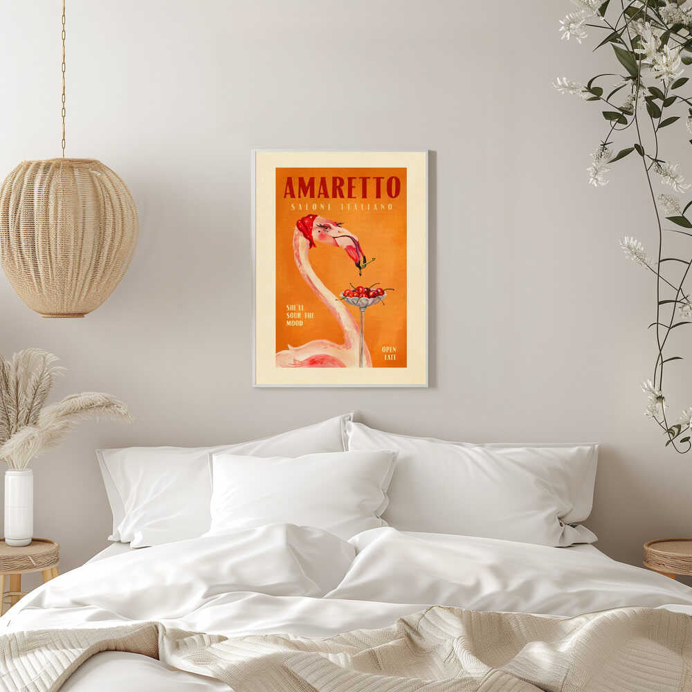 Amaretto Flamingo Art Deco Italian Cafe Travel Art