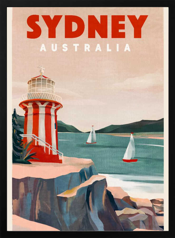 Sydney Australia Lighthouse Nautical Travel Art