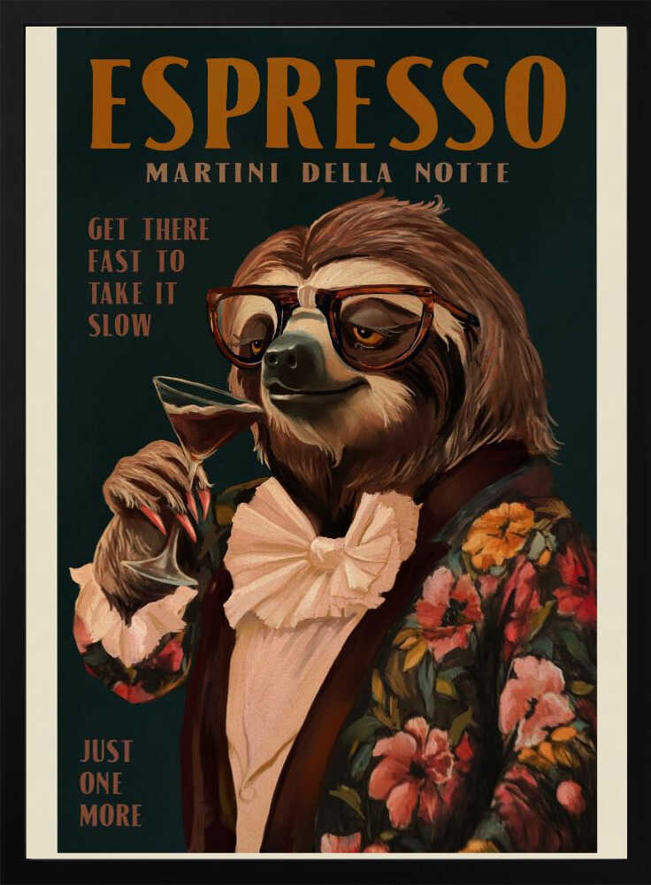Art Deco Espresso Martini Drinking Sloth