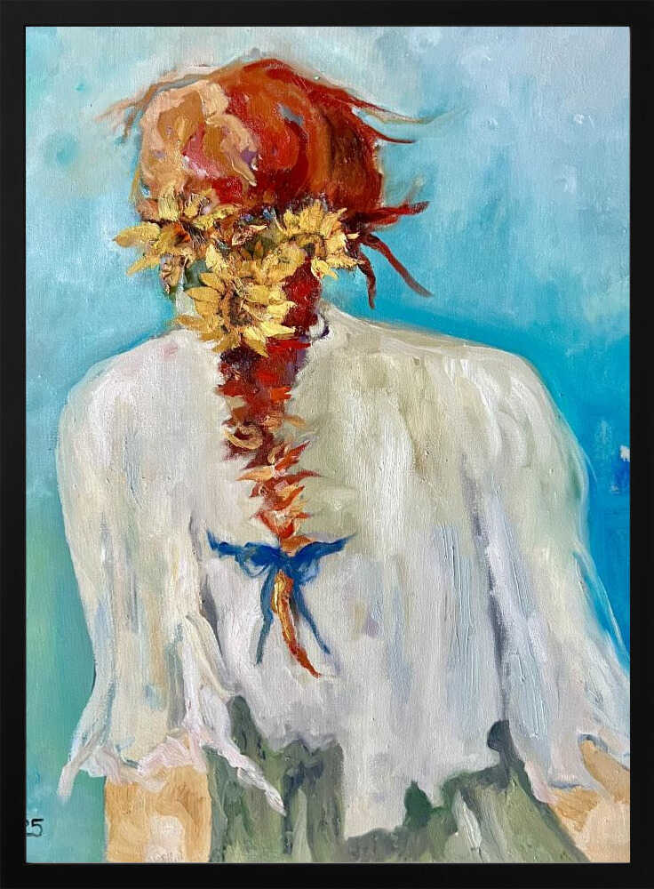 Red Hair Adorned With Sunflowers