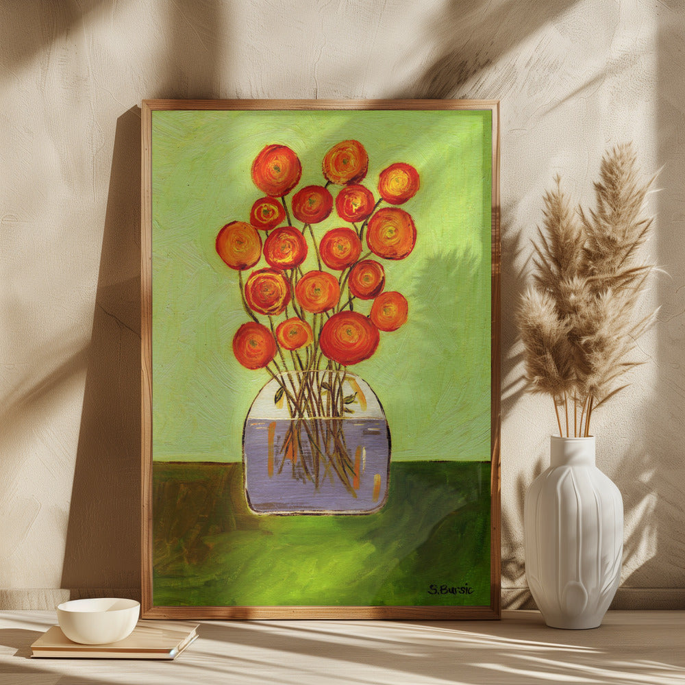 Poppies in Vase Bright Version - plakatstore