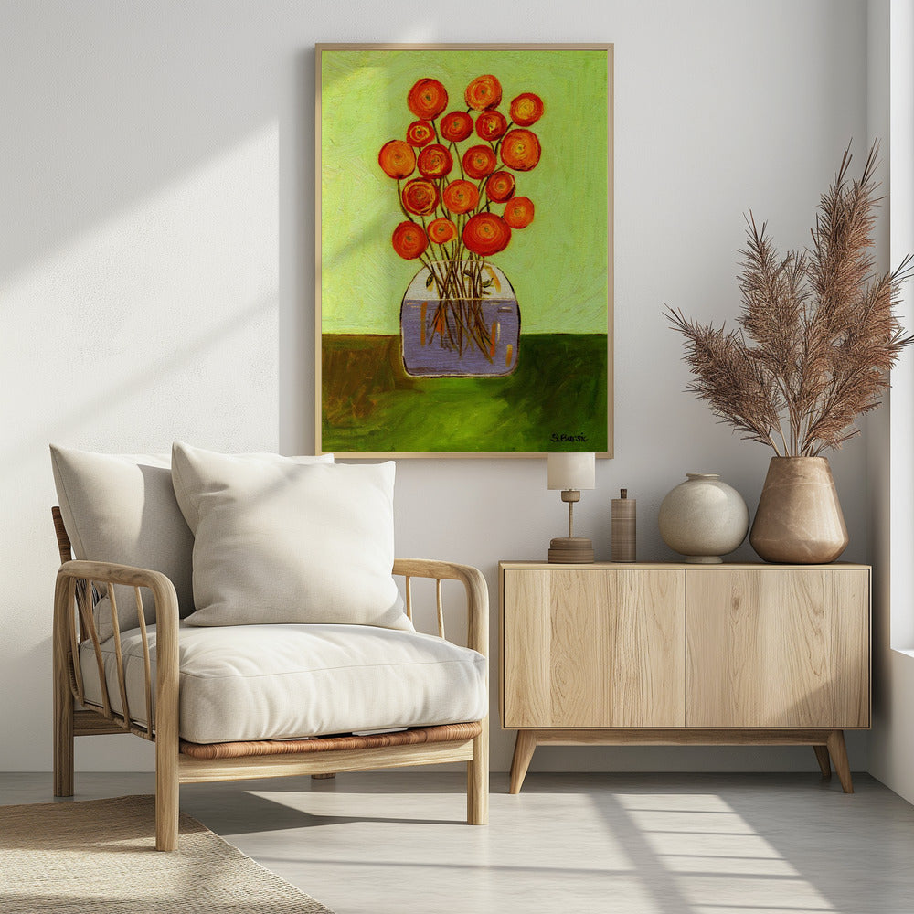 Poppies in Vase Bright Version - plakatstore