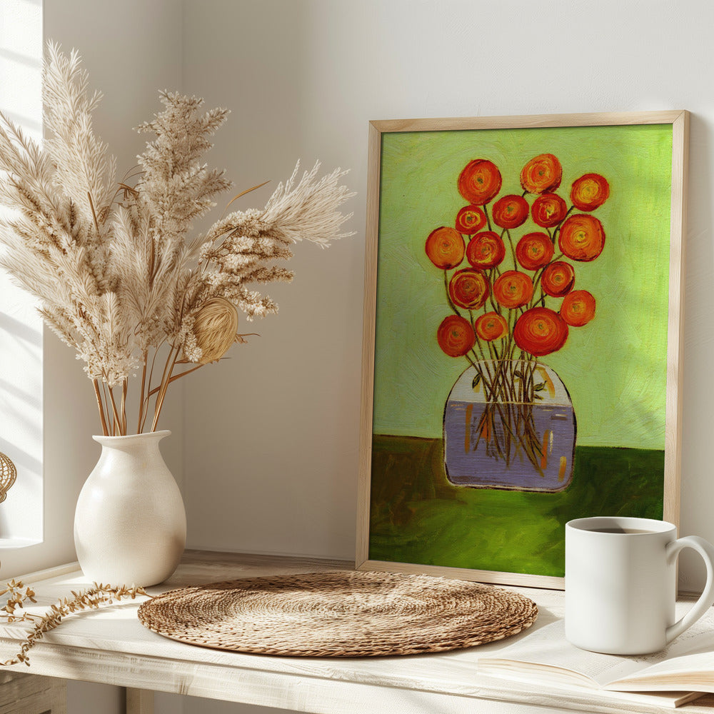 Poppies in Vase Bright Version - plakatstore