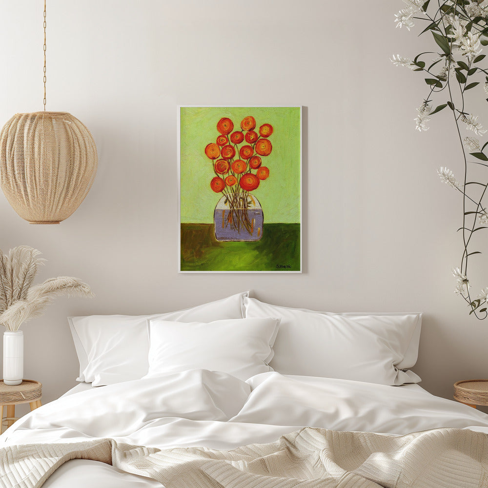 Poppies in Vase Bright Version - plakatstore