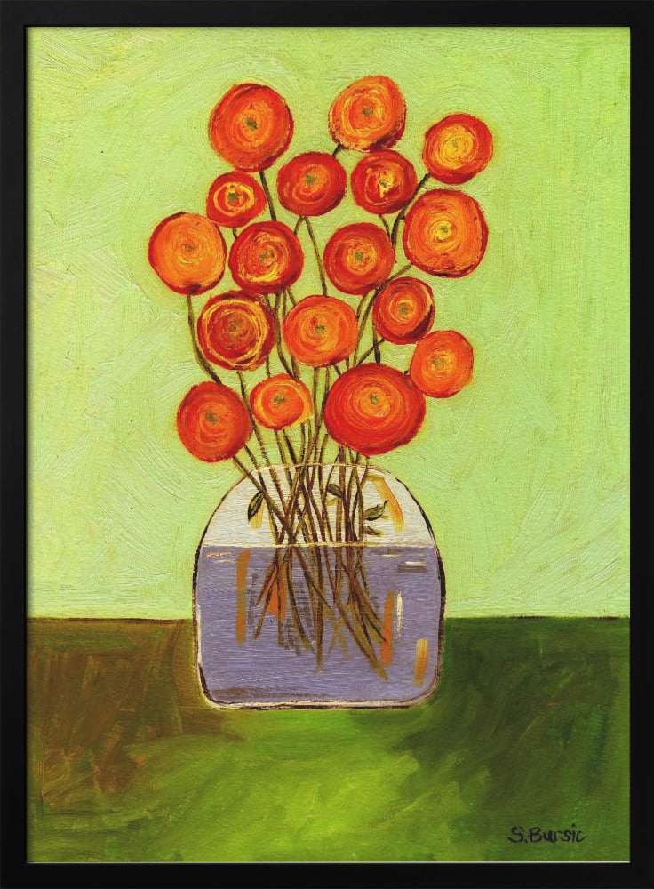 Poppies in Vase Bright Version - plakatstore