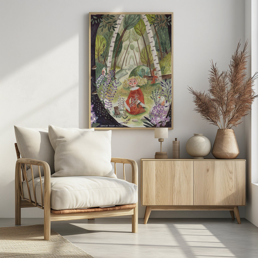 Princess in the forest with flowers - plakatstore