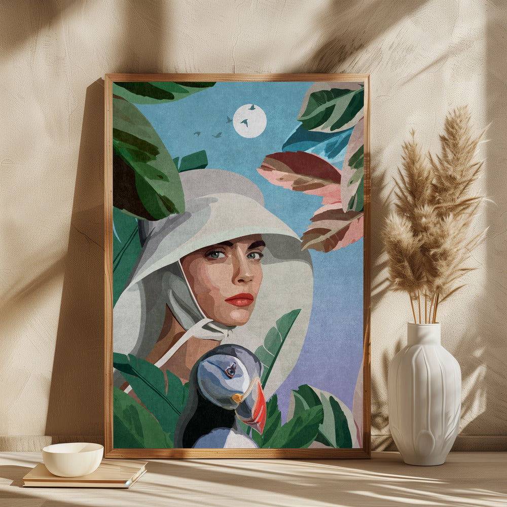 Puffin and Woman - plakatstore