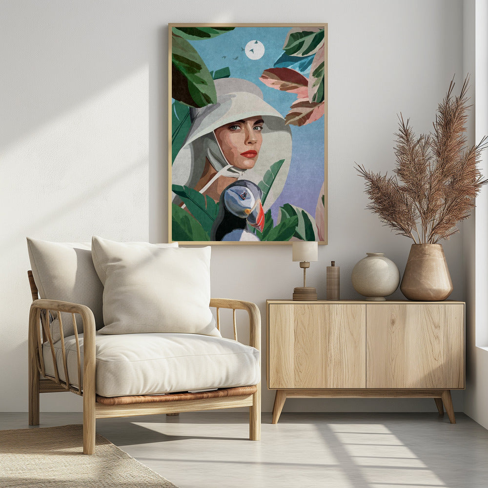 Puffin and Woman - plakatstore