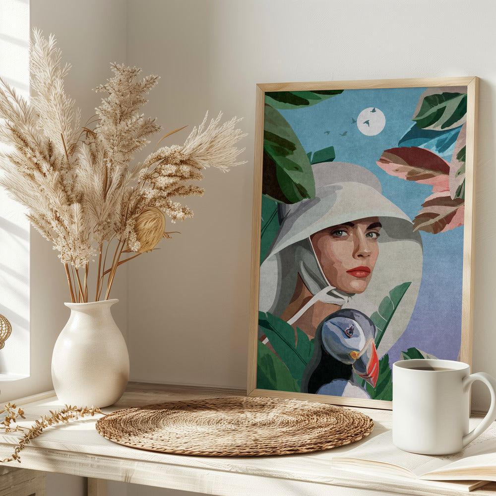 Puffin and Woman - plakatstore