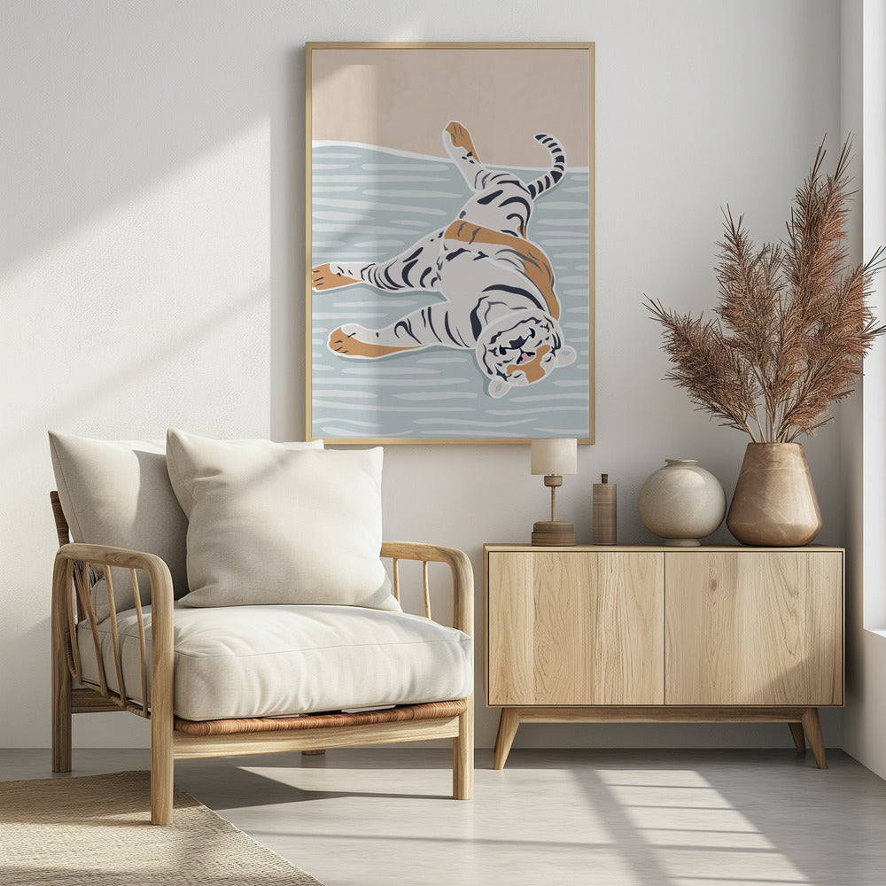 Scandi Sleeping Tiger Children's Art - plakatstore