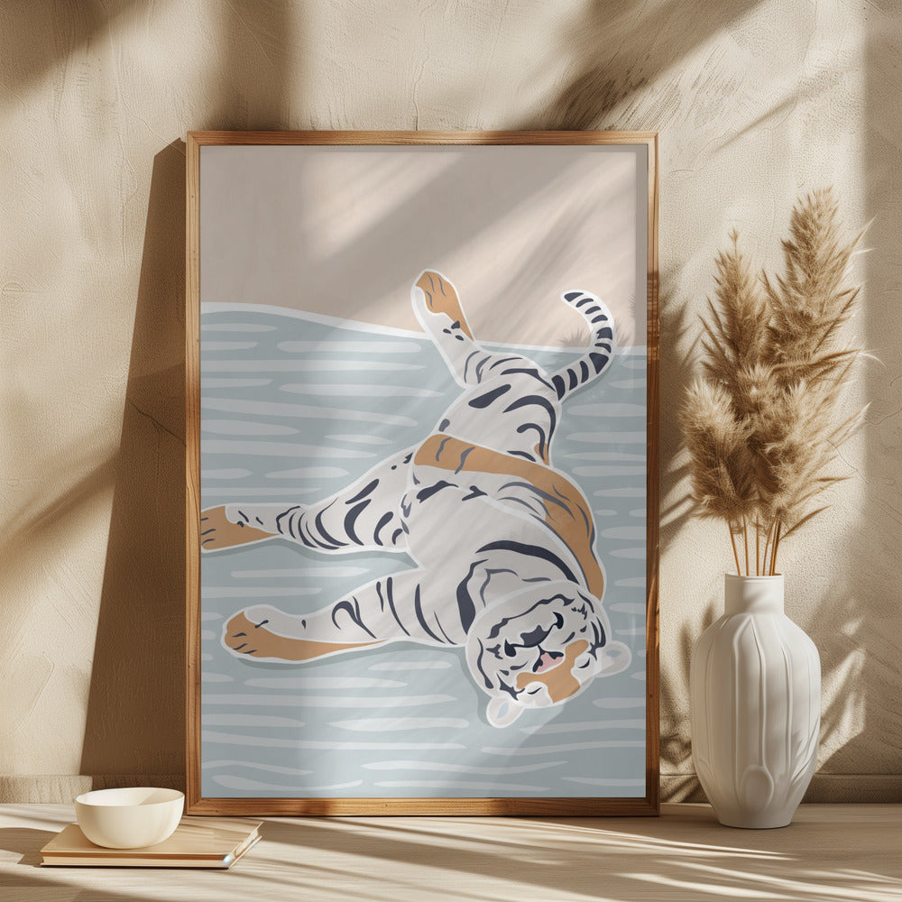 Scandi Sleeping Tiger Children's Art - plakatstore