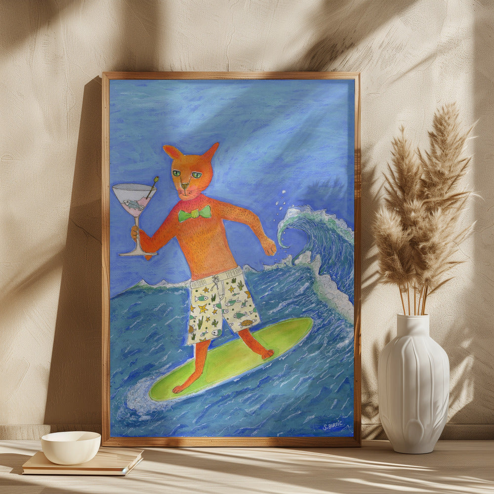 Surfing Cocktail Cat