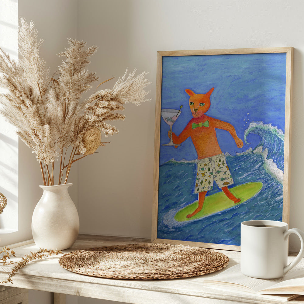 Surfing Cocktail Cat