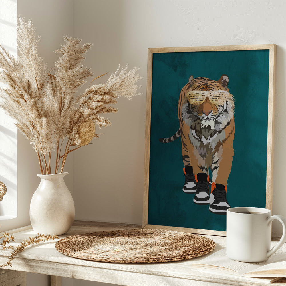 Tiger prowling in high top sneakers - plakatstore