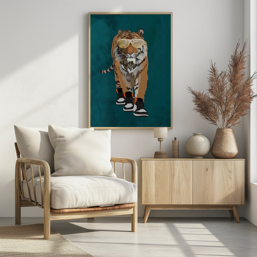 Tiger prowling in high top sneakers - plakatstore