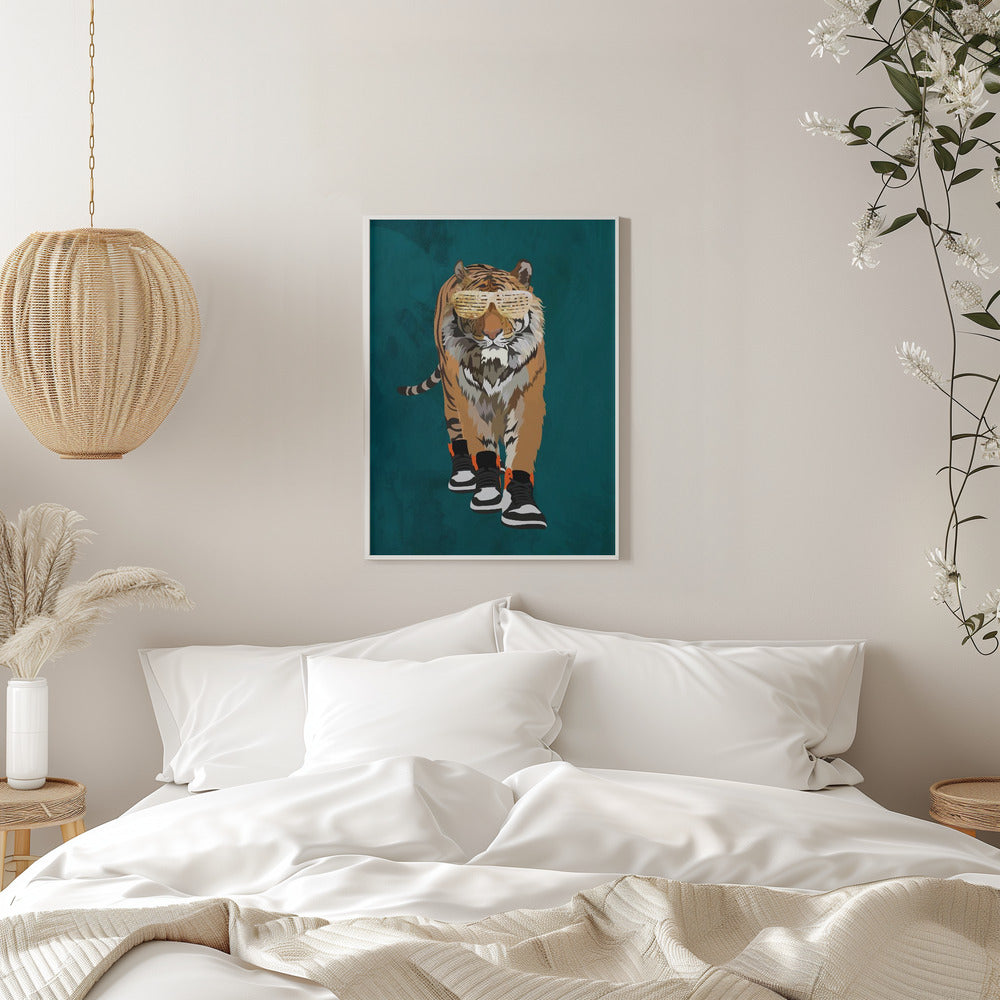 Tiger prowling in high top sneakers - plakatstore