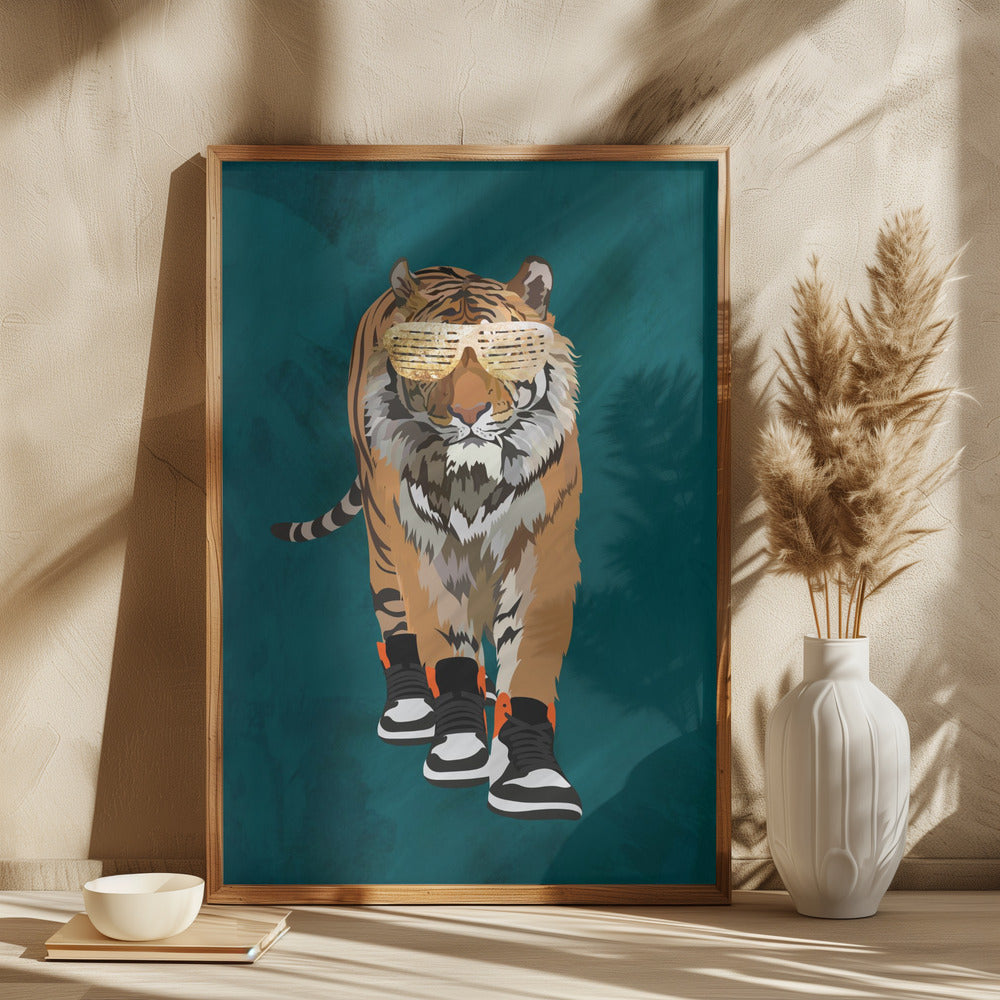 Tiger prowling in high top sneakers - plakatstore