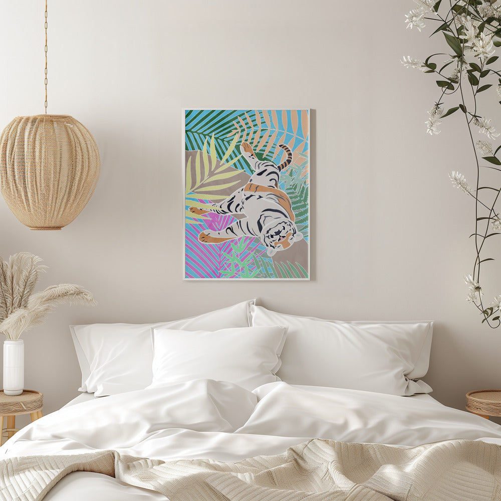 Tiger Sleepling in colourful jungle - plakatstore